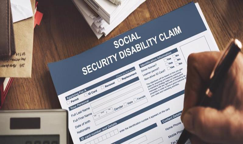 A social security disability claim form.